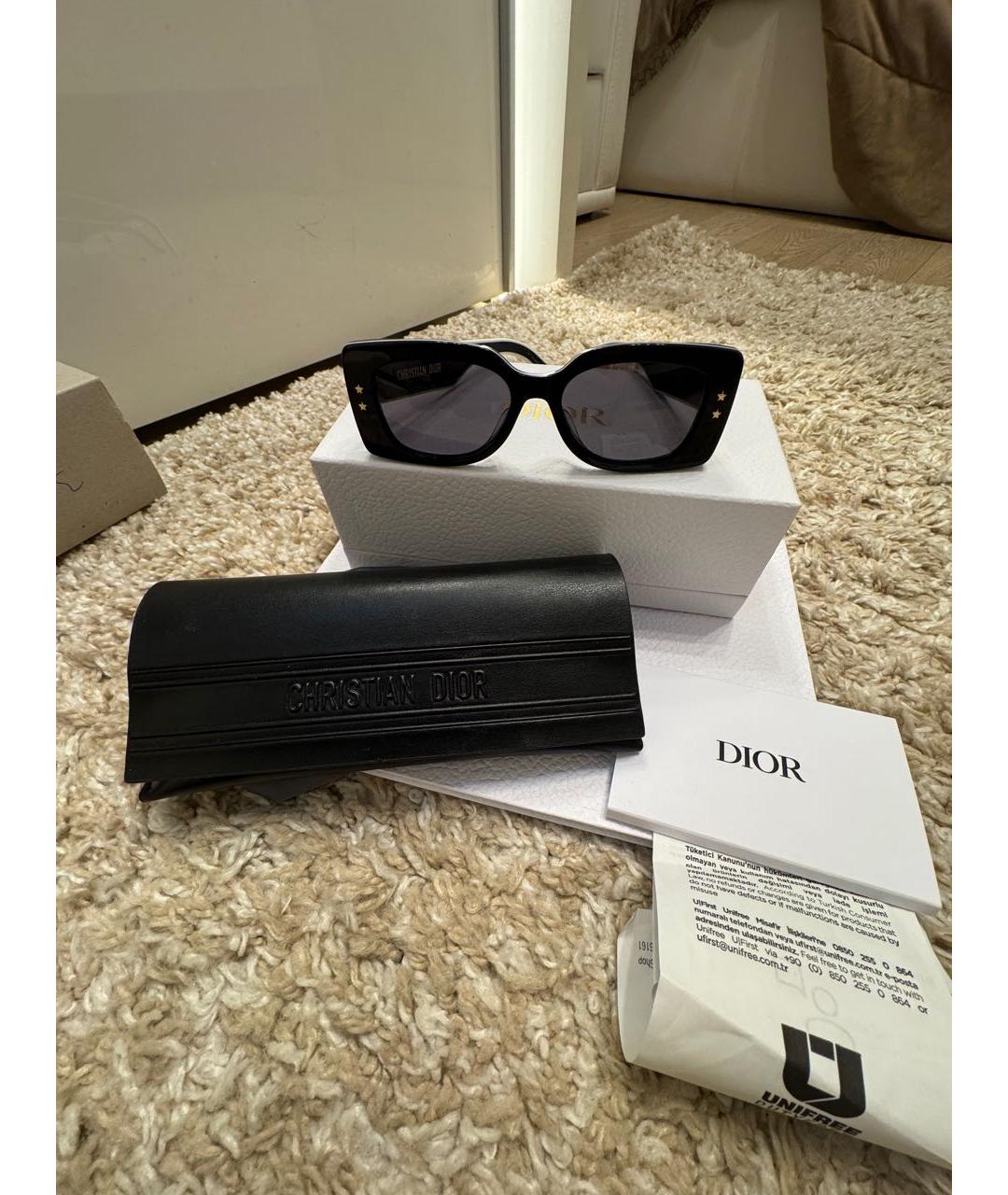 CHRISTIAN DIOR Черные пластиковые солнцезащитные очки, фото 8