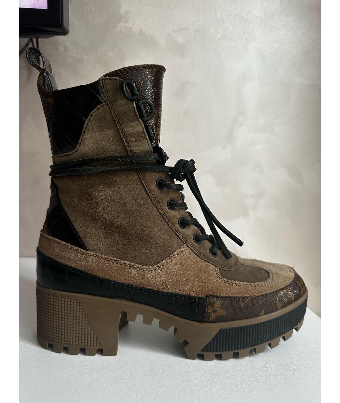 LOUIS VUITTON Коричневые замшевые ботинки, фото 8