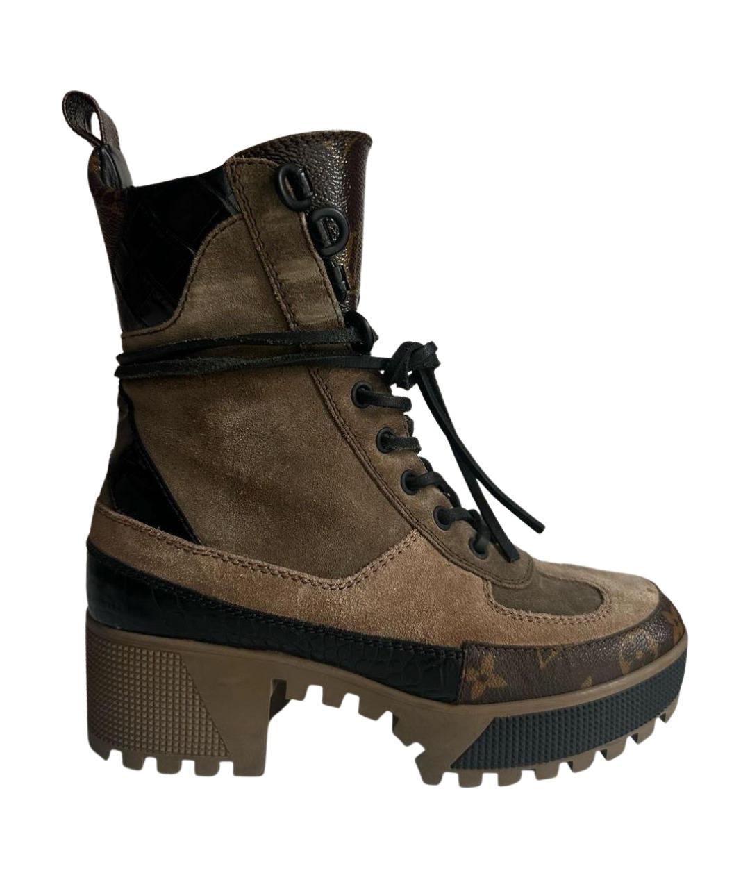 LOUIS VUITTON Коричневые замшевые ботинки, фото 1