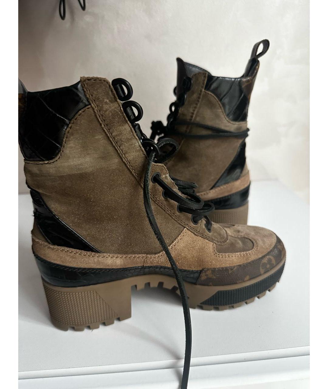 LOUIS VUITTON Коричневые замшевые ботинки, фото 6