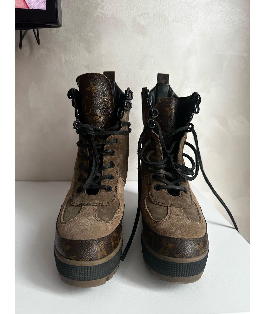 LOUIS VUITTON Коричневые замшевые ботинки, фото 2