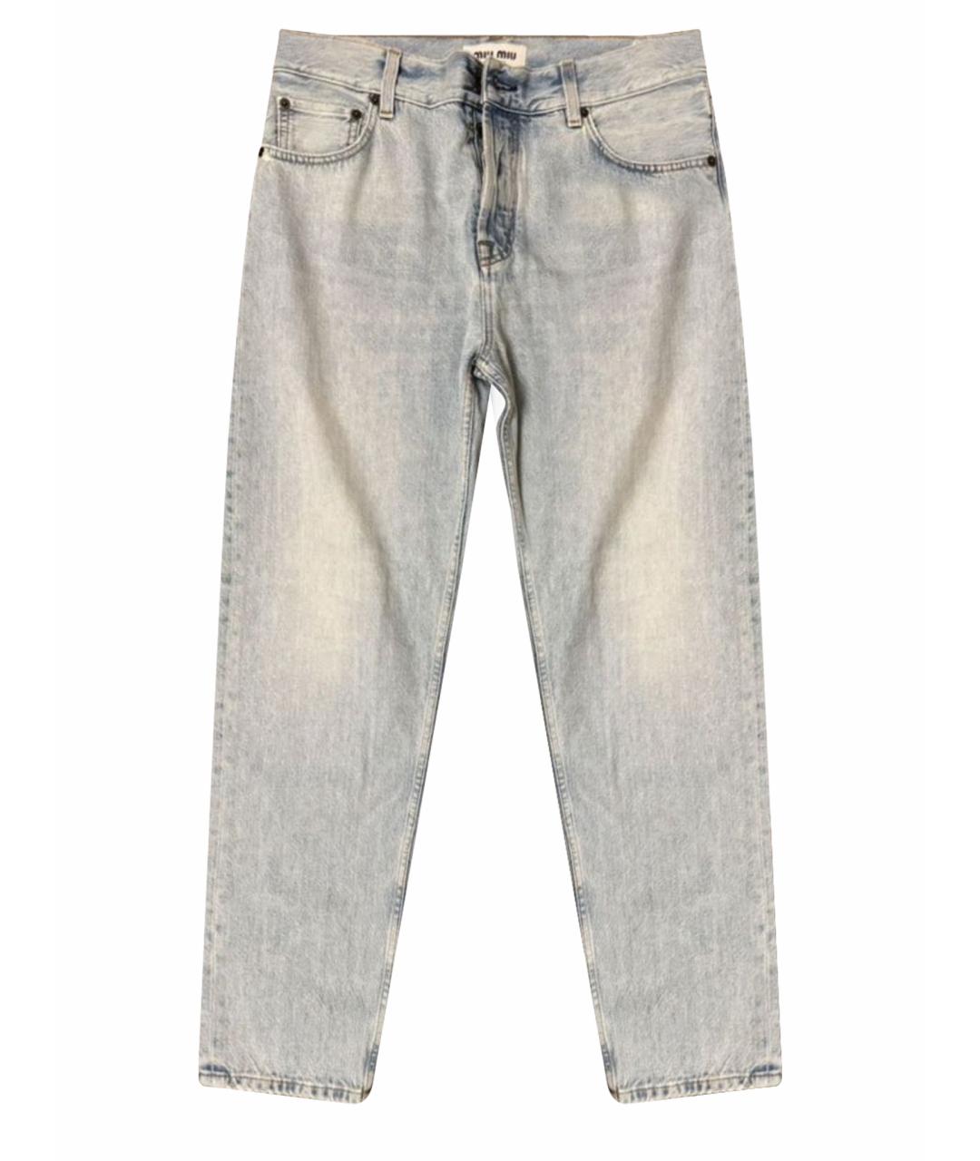 MIU MIU Голубые хлопковые прямые джинсы, фото 1