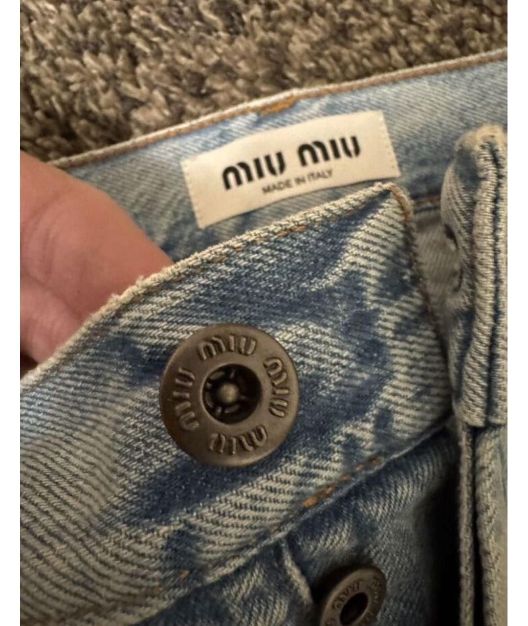 MIU MIU Голубые хлопковые прямые джинсы, фото 4