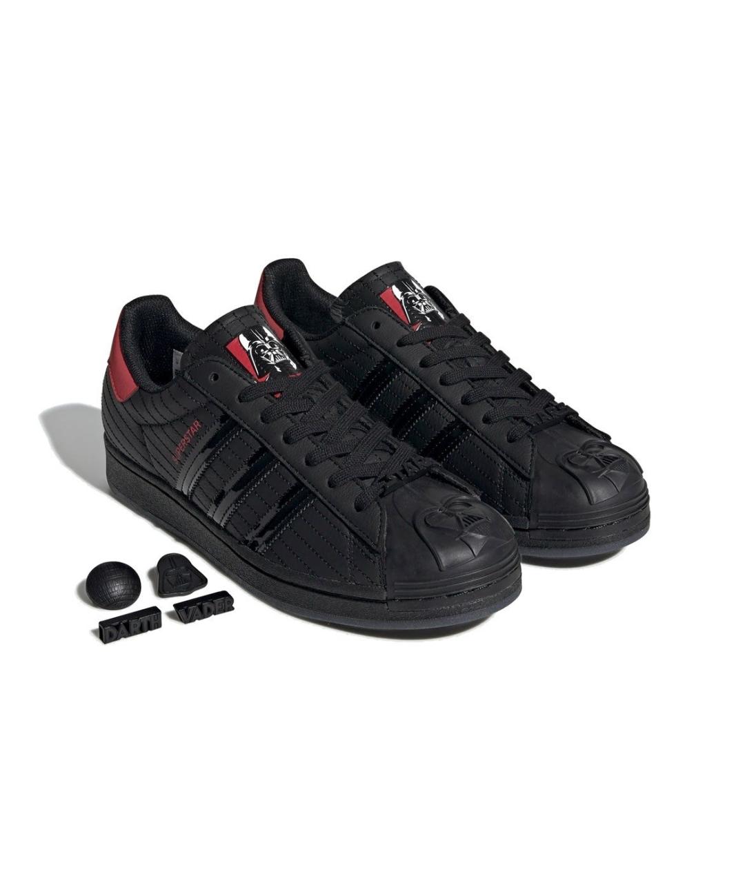 ADIDAS Черные кожаные низкие кроссовки / кеды, фото 3