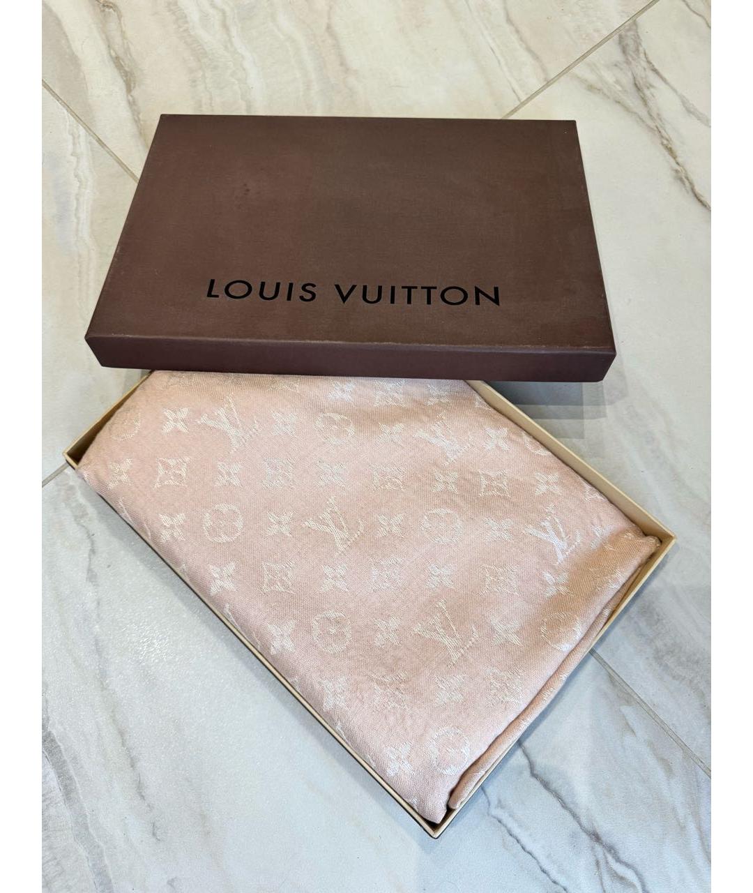 LOUIS VUITTON Розовый шелковый платок, фото 5