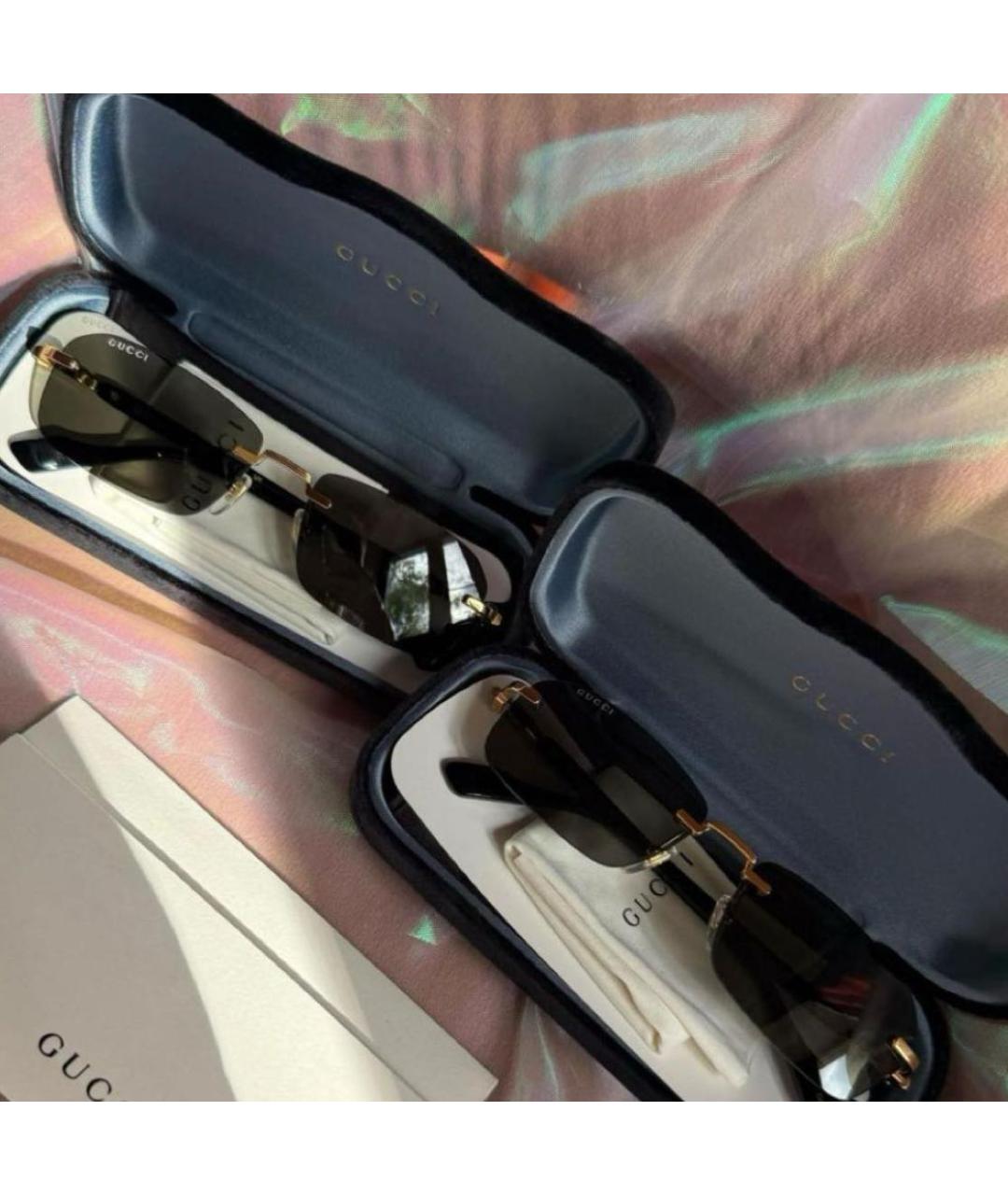 GUCCI Черные металлические солнцезащитные очки, фото 3