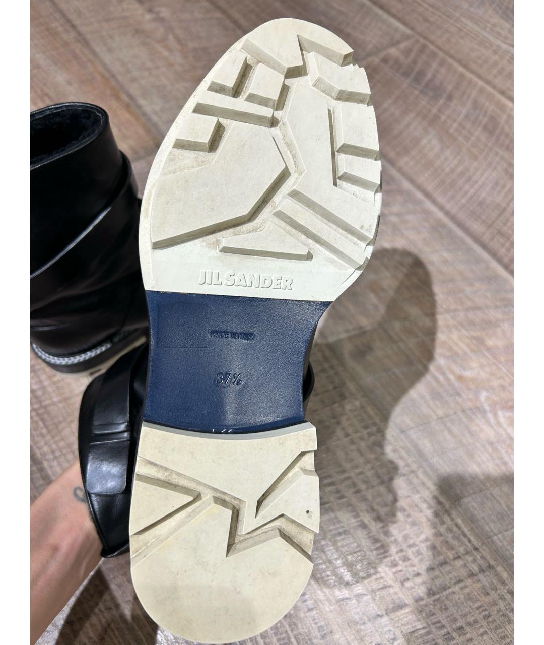 JIL SANDER Черные кожаные ботинки, фото 8