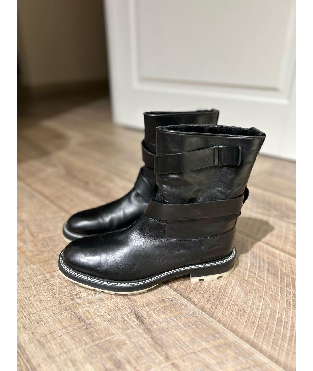 JIL SANDER Черные кожаные ботинки, фото 9
