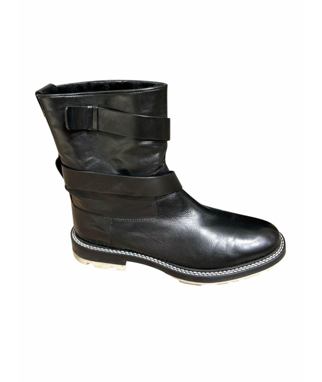 JIL SANDER Черные кожаные ботинки, фото 1