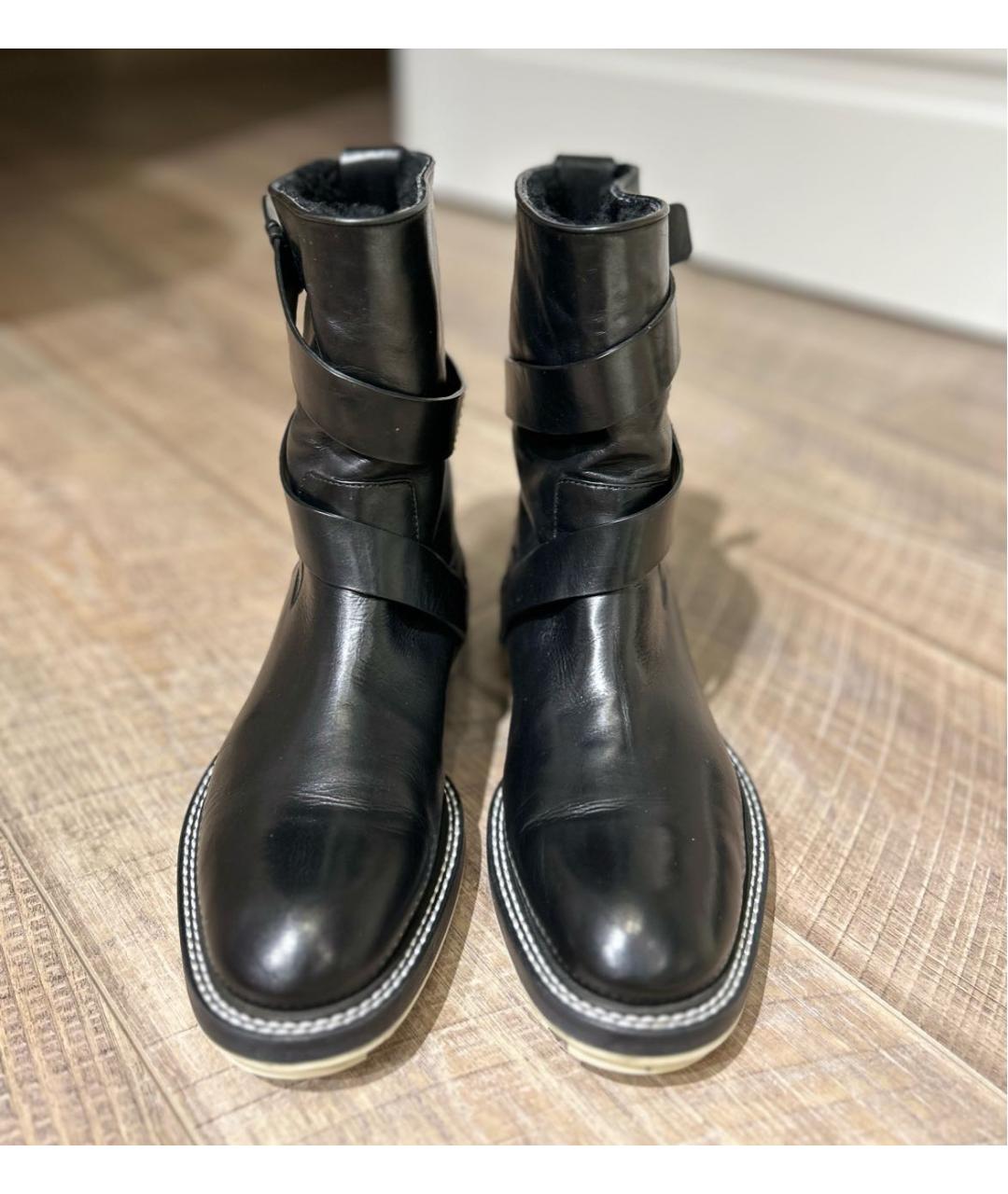 JIL SANDER Черные кожаные ботинки, фото 2