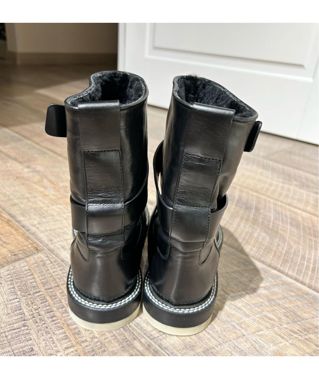 JIL SANDER Черные кожаные ботинки, фото 4