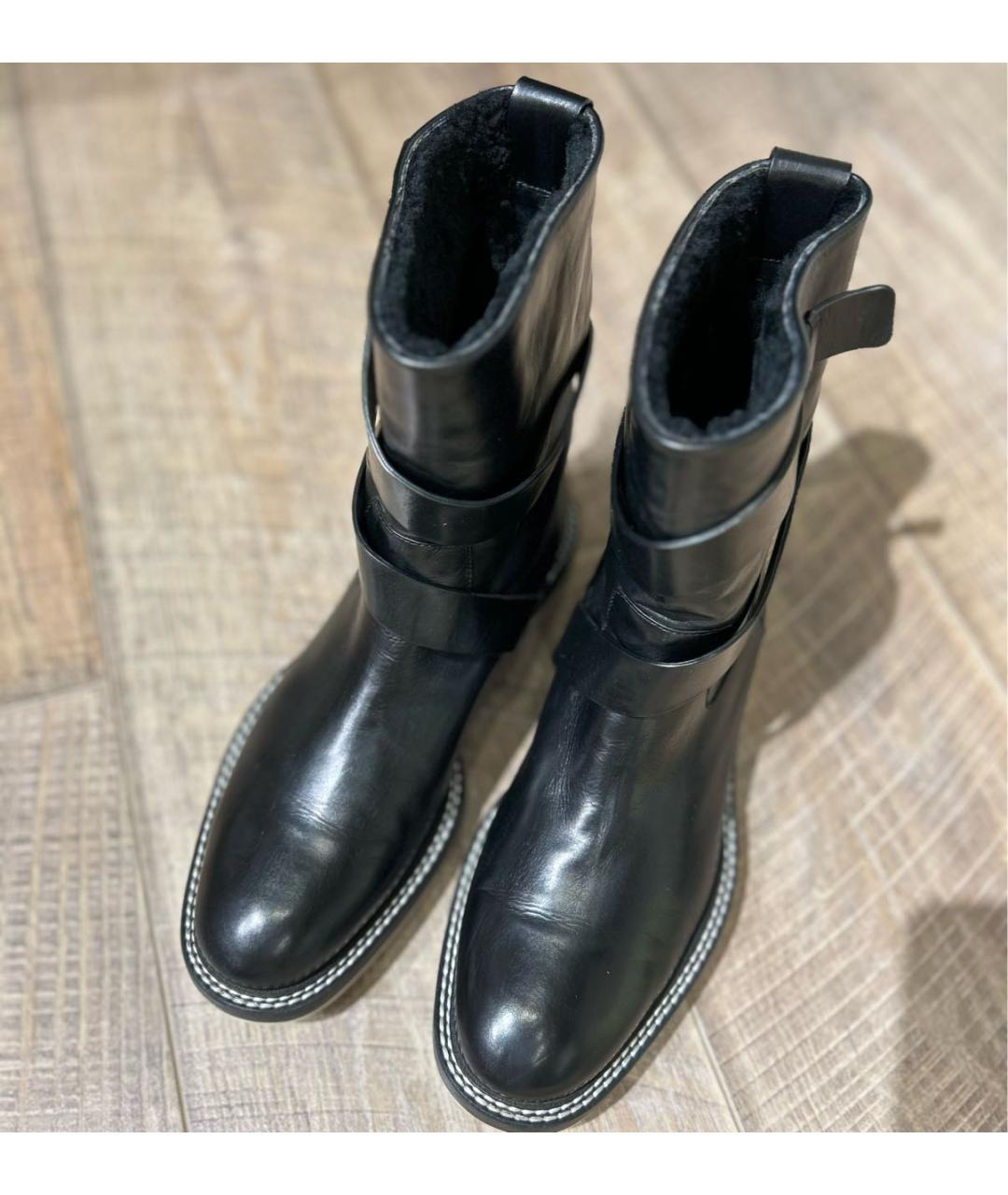 JIL SANDER Черные кожаные ботинки, фото 3