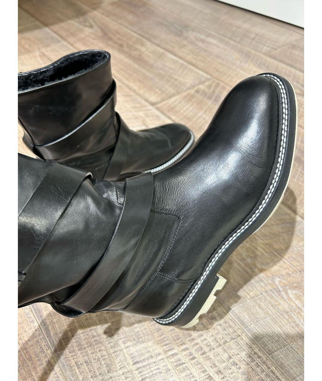 JIL SANDER Черные кожаные ботинки, фото 5
