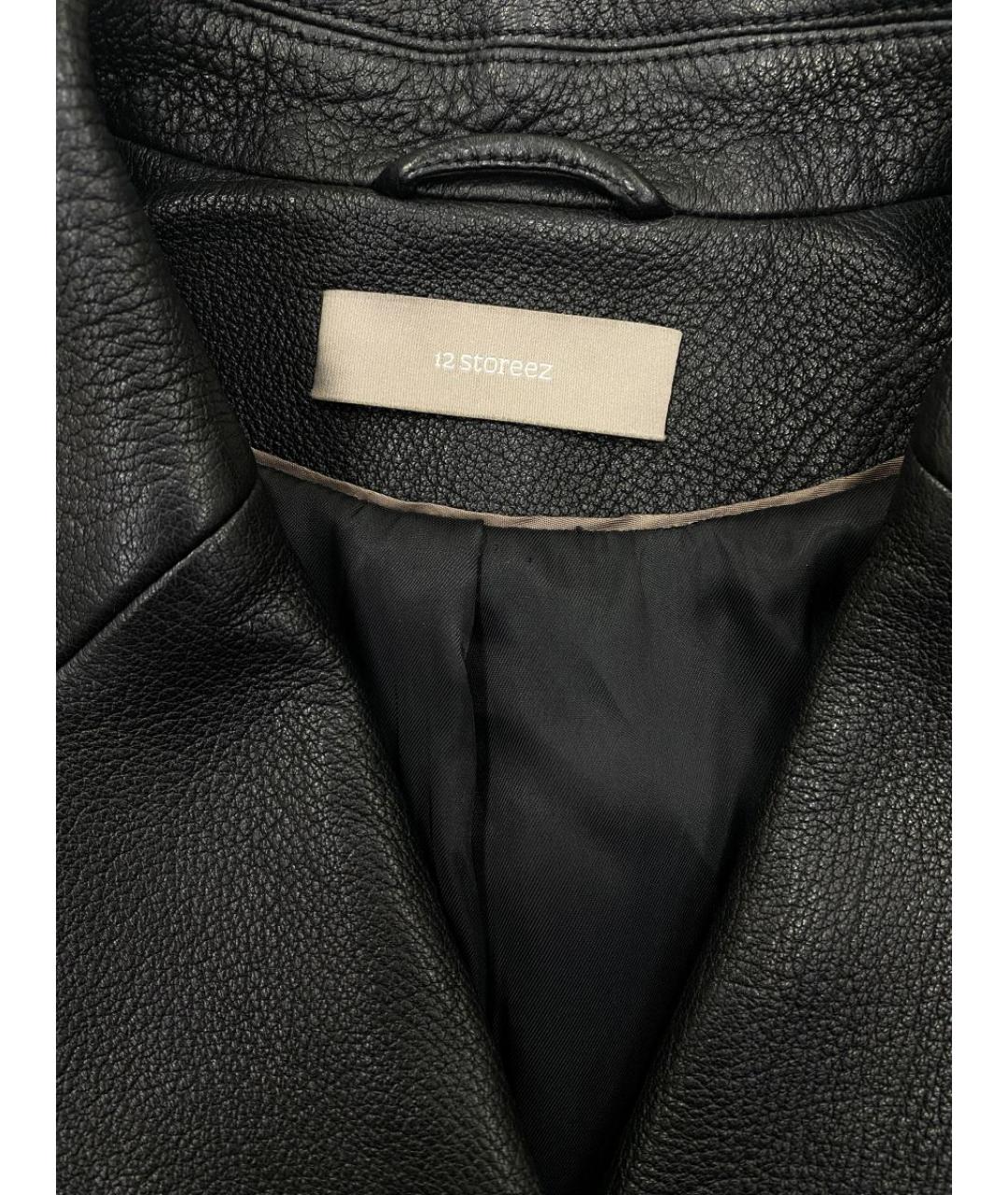 12 STOREEZ Черное кожаное пальто, фото 3