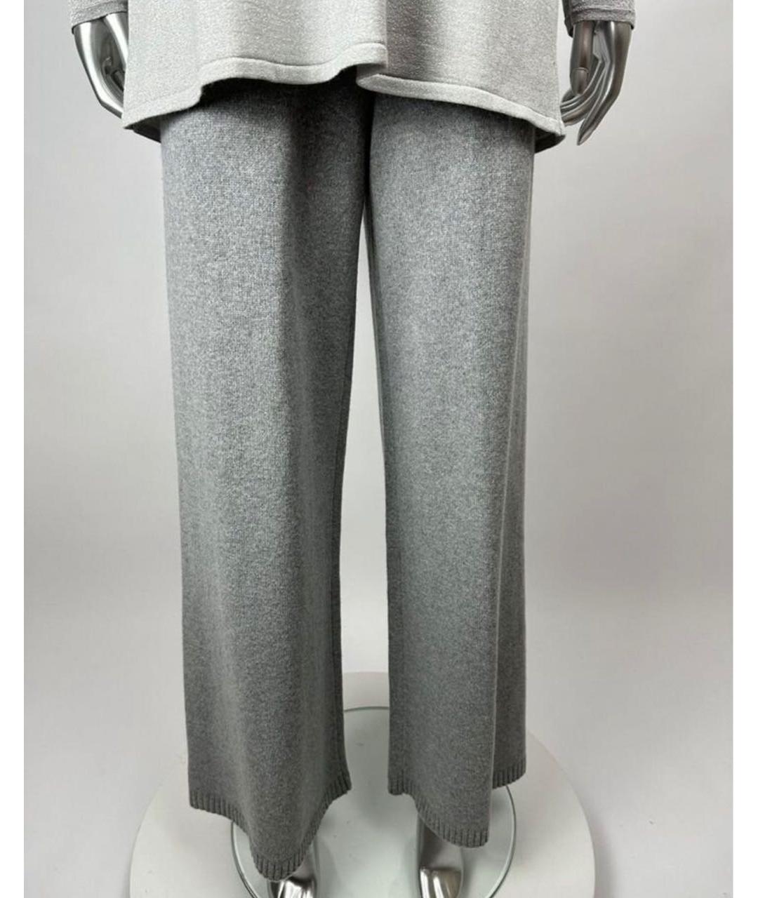 MAX MARA Серые шерстяные брюки широкие, фото 7