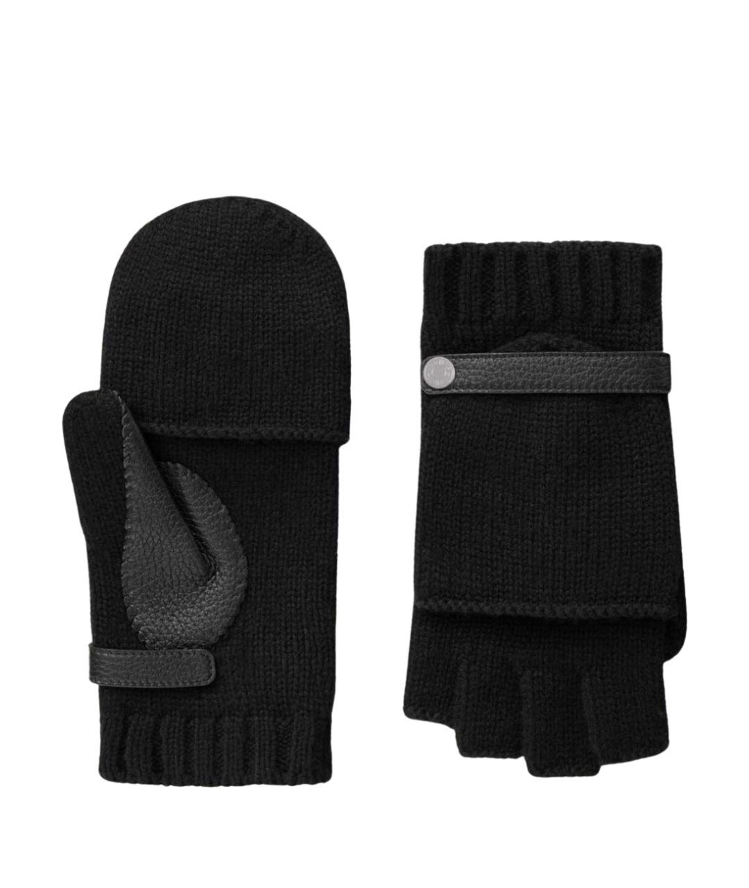 HERMES Черные кашемировые варежки, фото 1