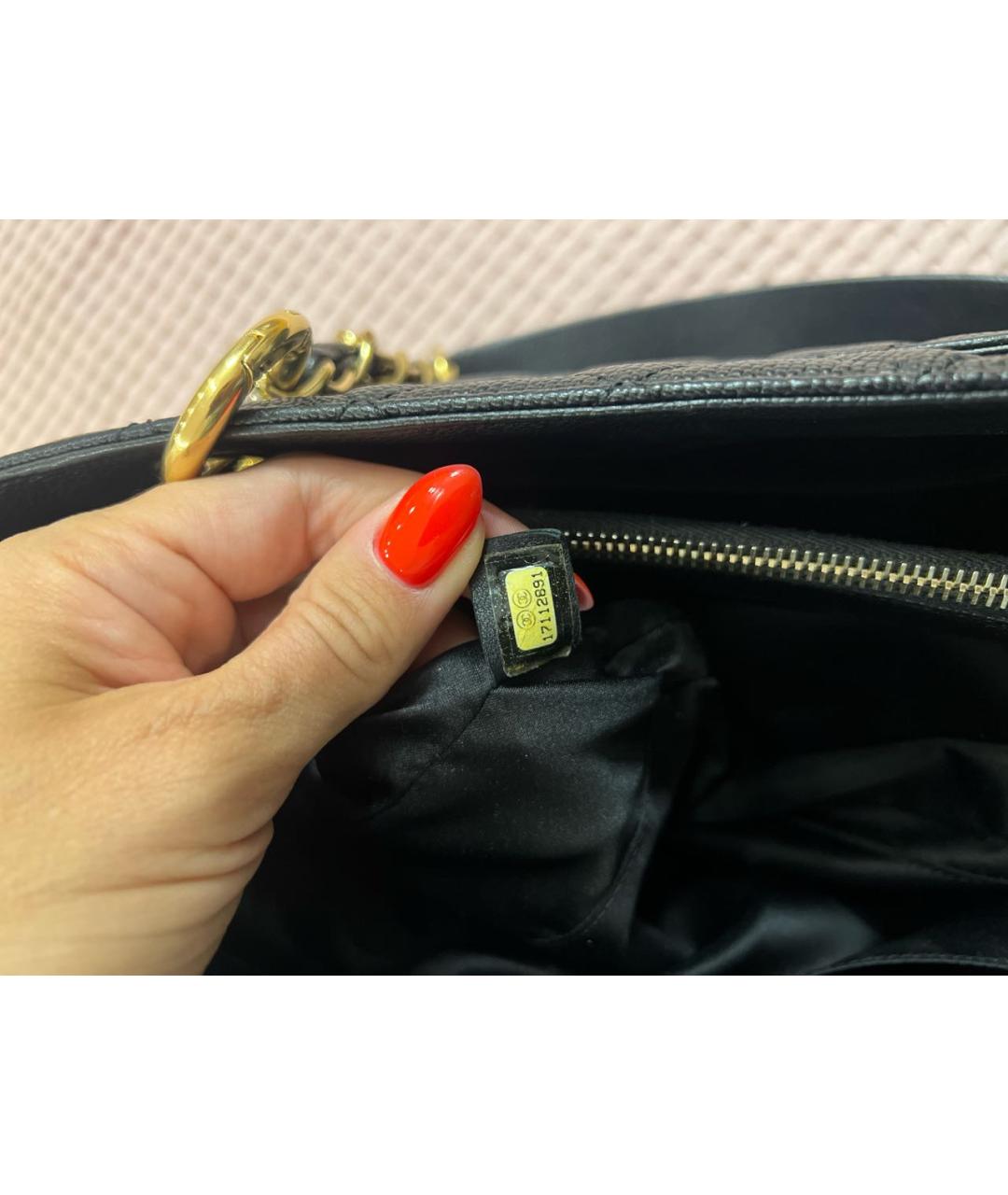 CHANEL Черная кожаная сумка тоут, фото 7