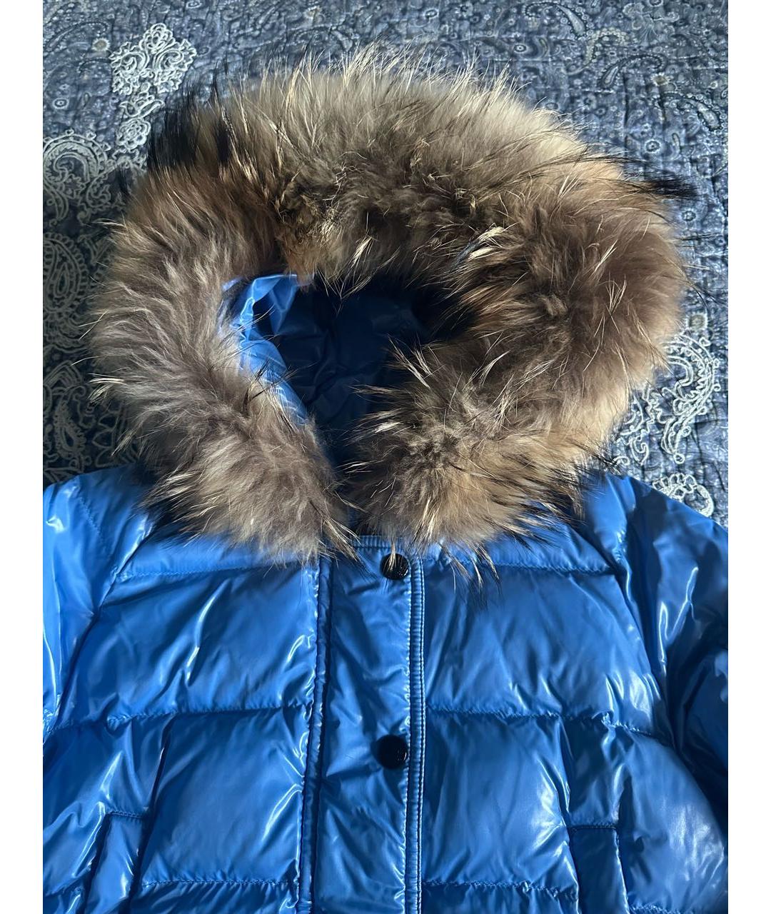 MONCLER Голубой полиамидовый пуховик, фото 5