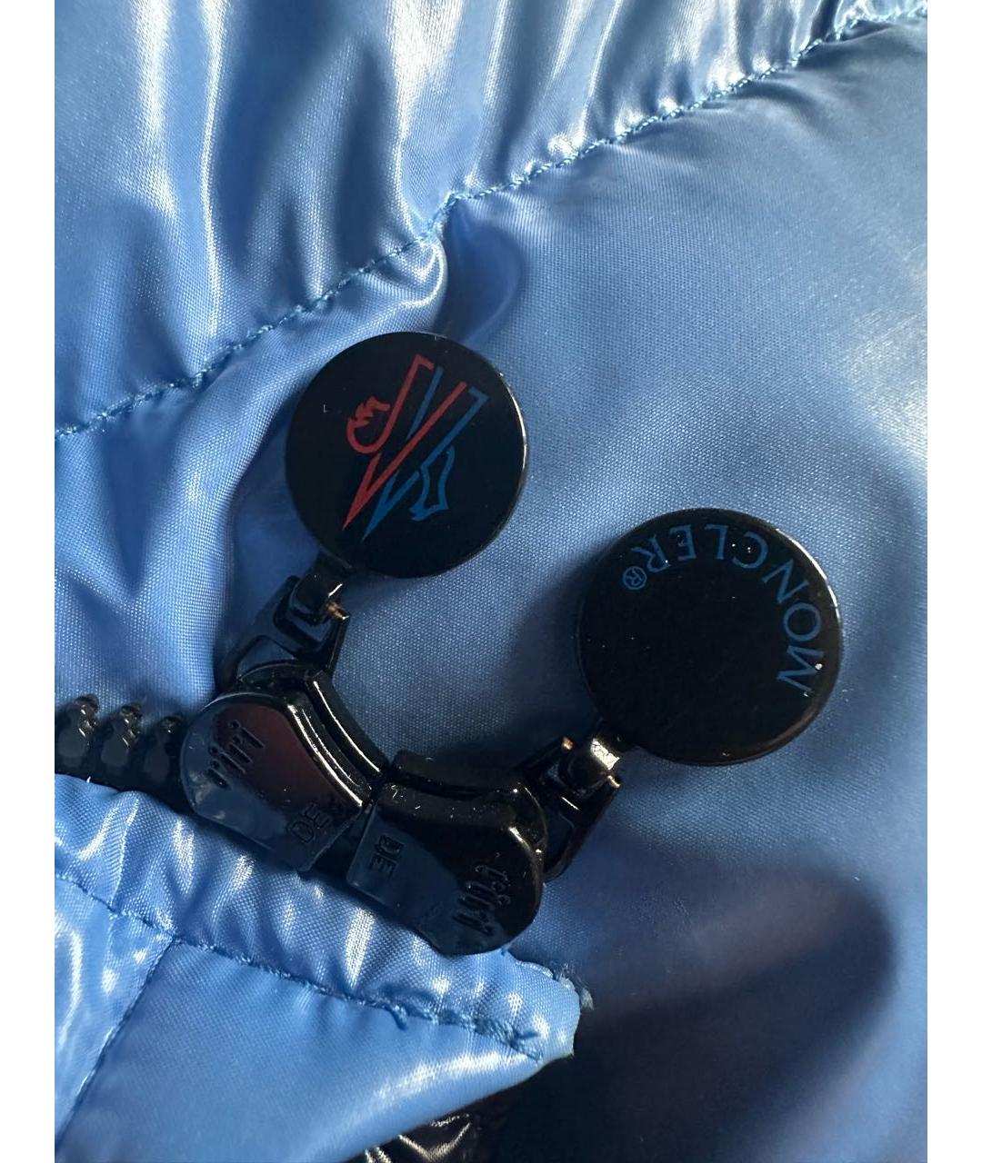 MONCLER Голубой полиамидовый пуховик, фото 6