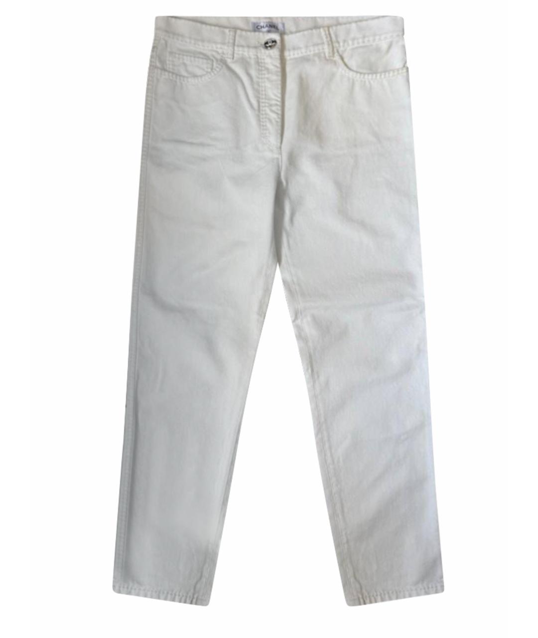 CHANEL Белые хлопковые прямые джинсы, фото 1