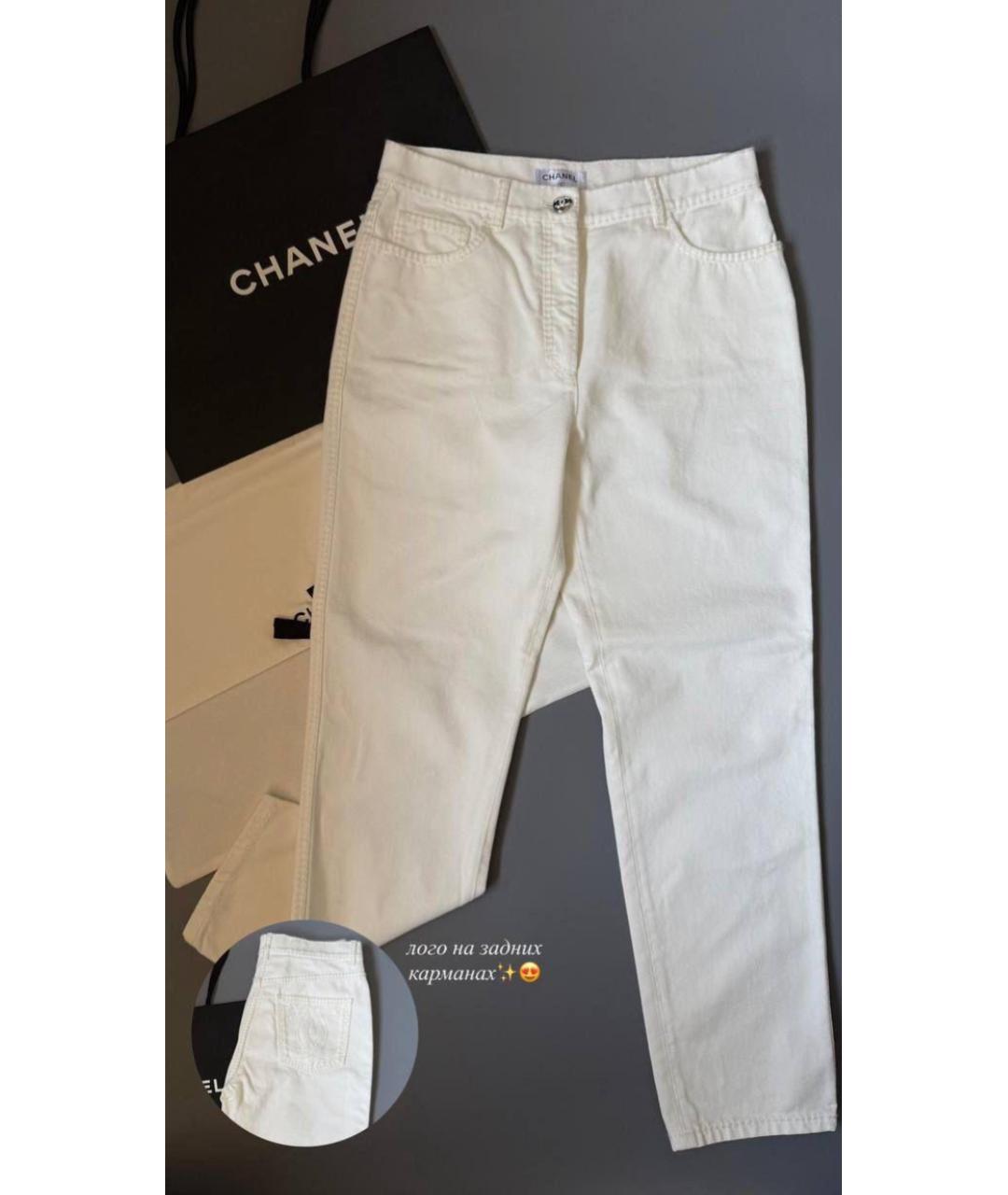 CHANEL Белые хлопковые прямые джинсы, фото 3