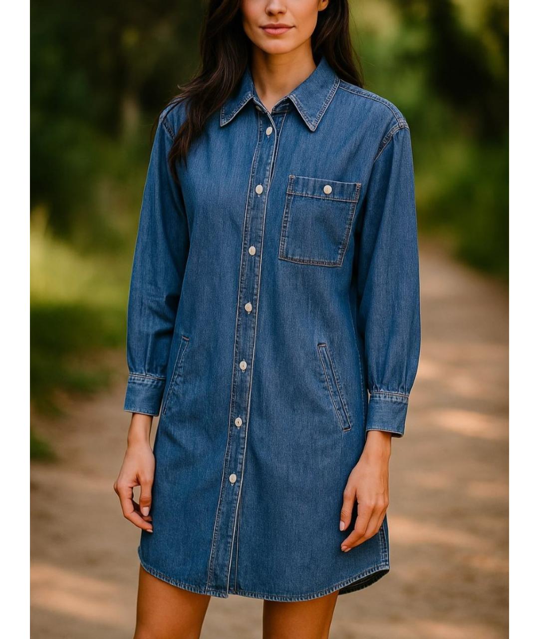 JACOB COHEN Синее хлопковое повседневное платье, фото 5