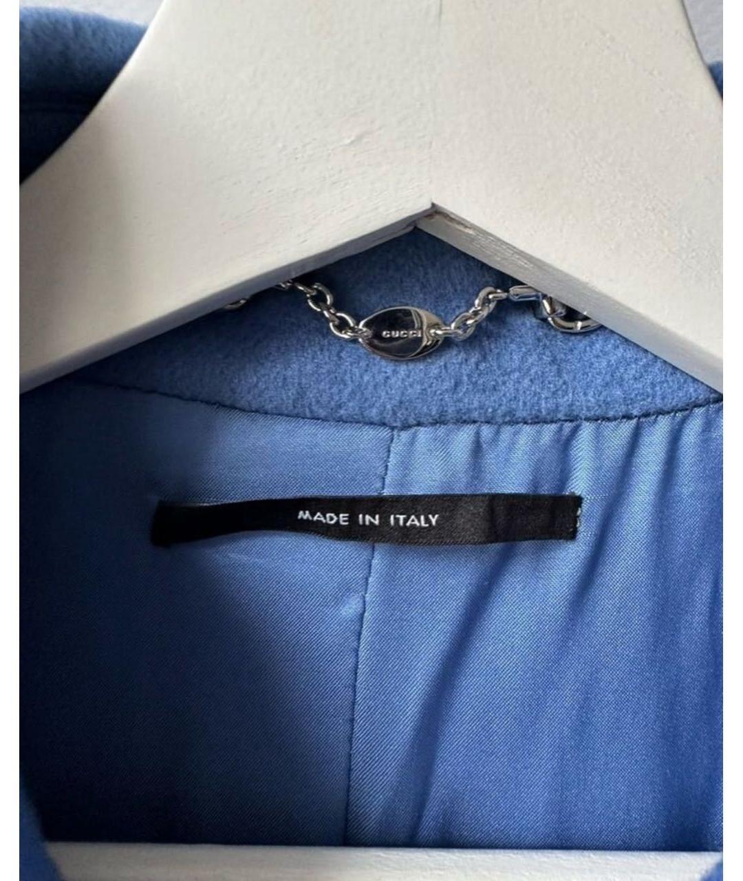 GUCCI Голубое шерстяное пальто, фото 3