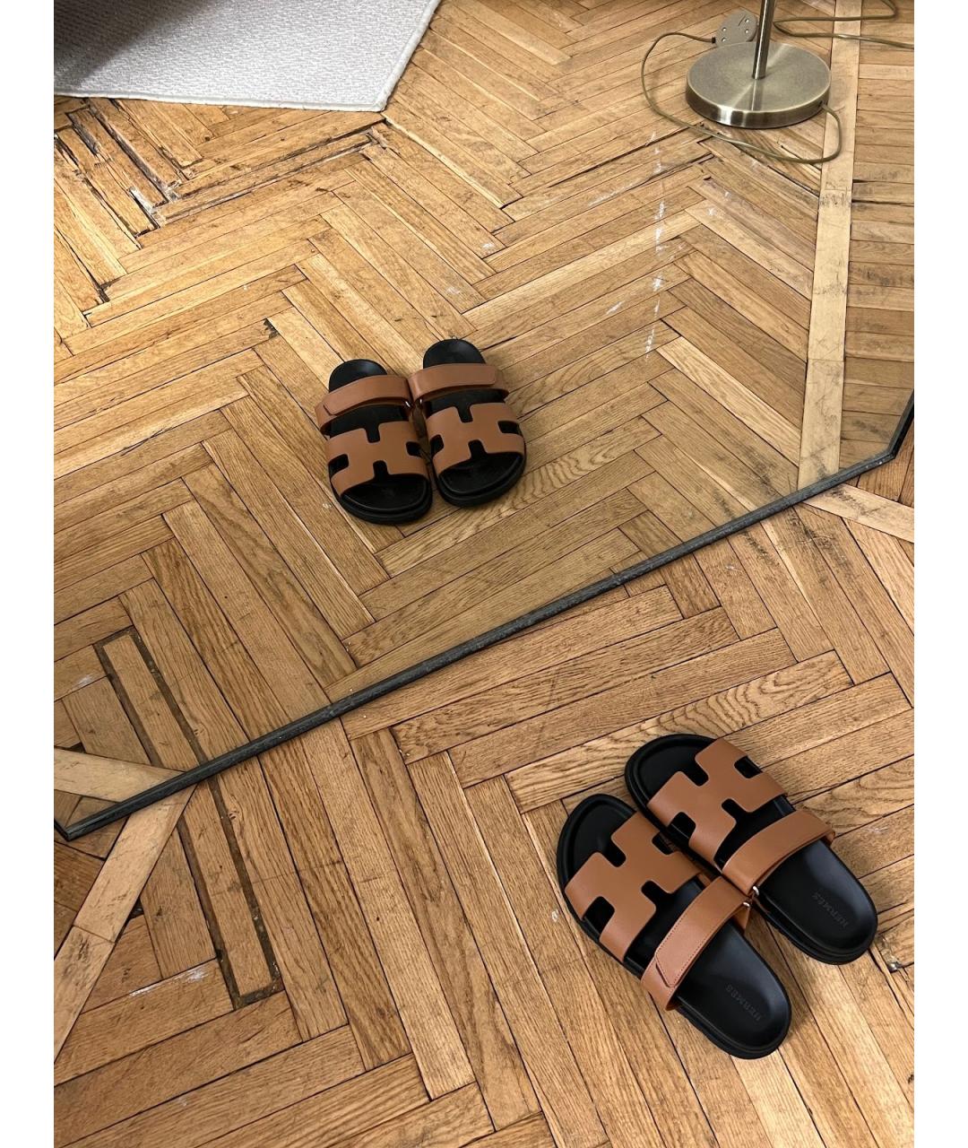 HERMES Коричневые кожаные сандалии, фото 4