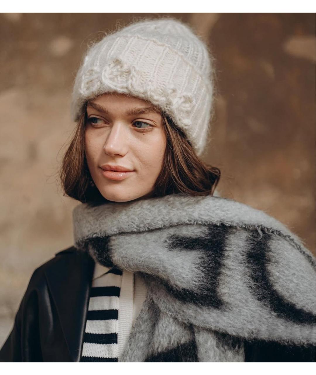 LOEWE Бежевая шерстяная шапка, фото 2