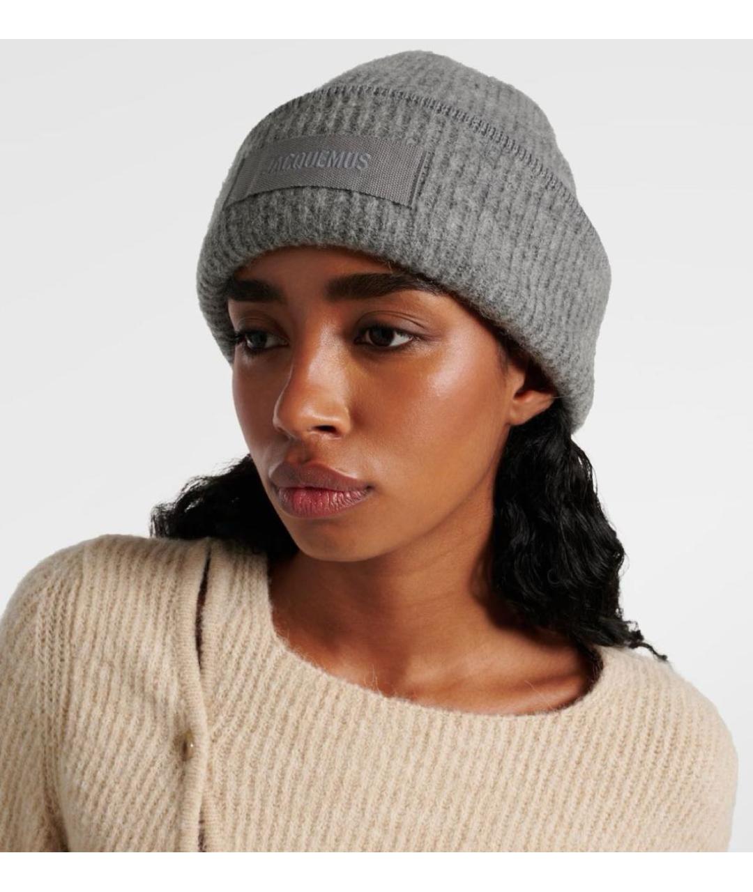 JACQUEMUS Серая шерстяная шапка, фото 2