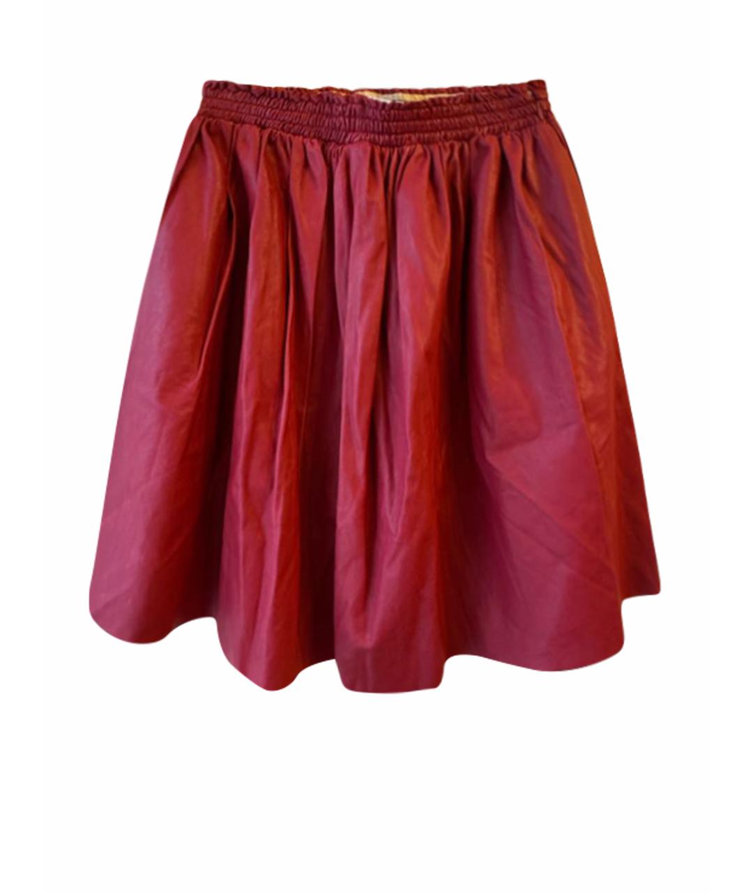 MIU MIU Красная кожаная юбка мини, фото 1