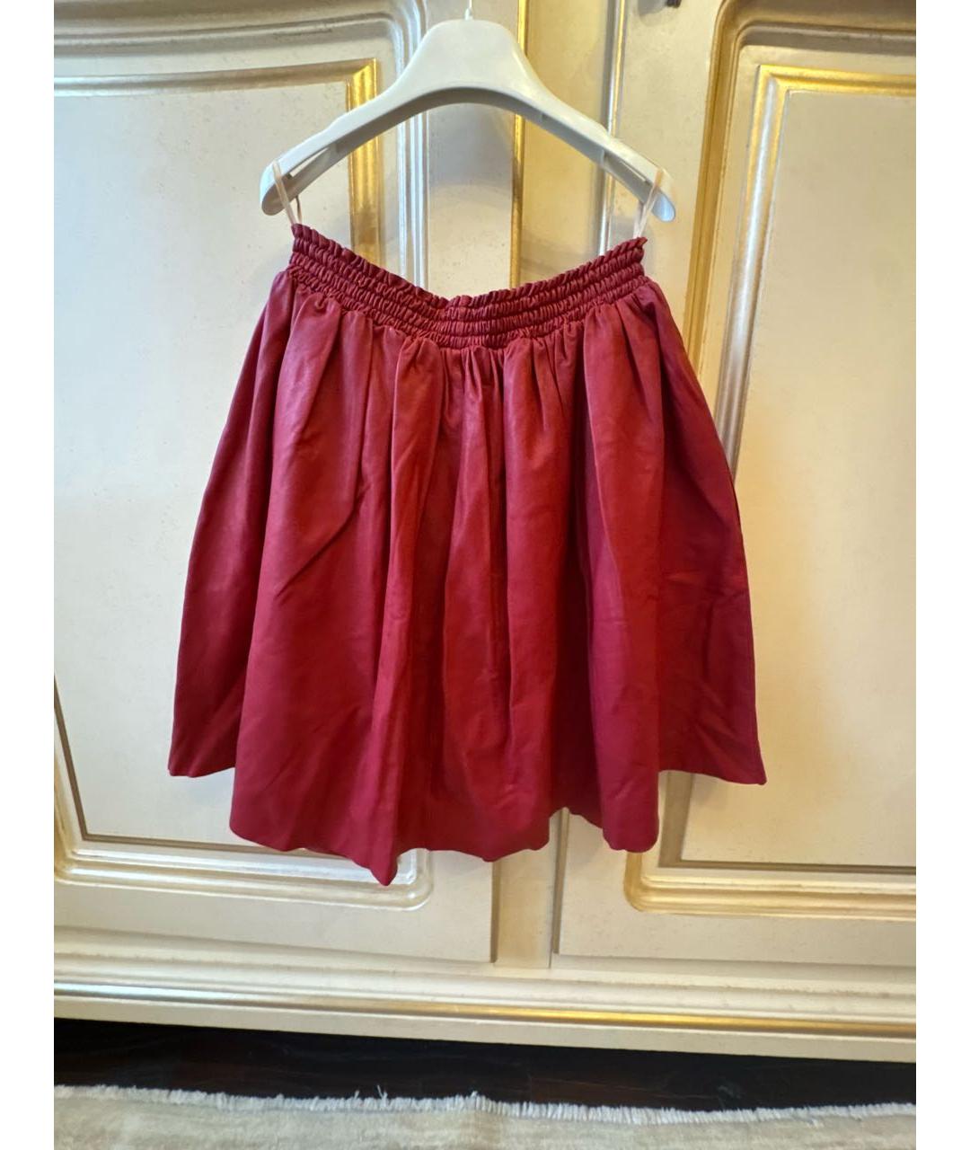 MIU MIU Красная кожаная юбка мини, фото 2