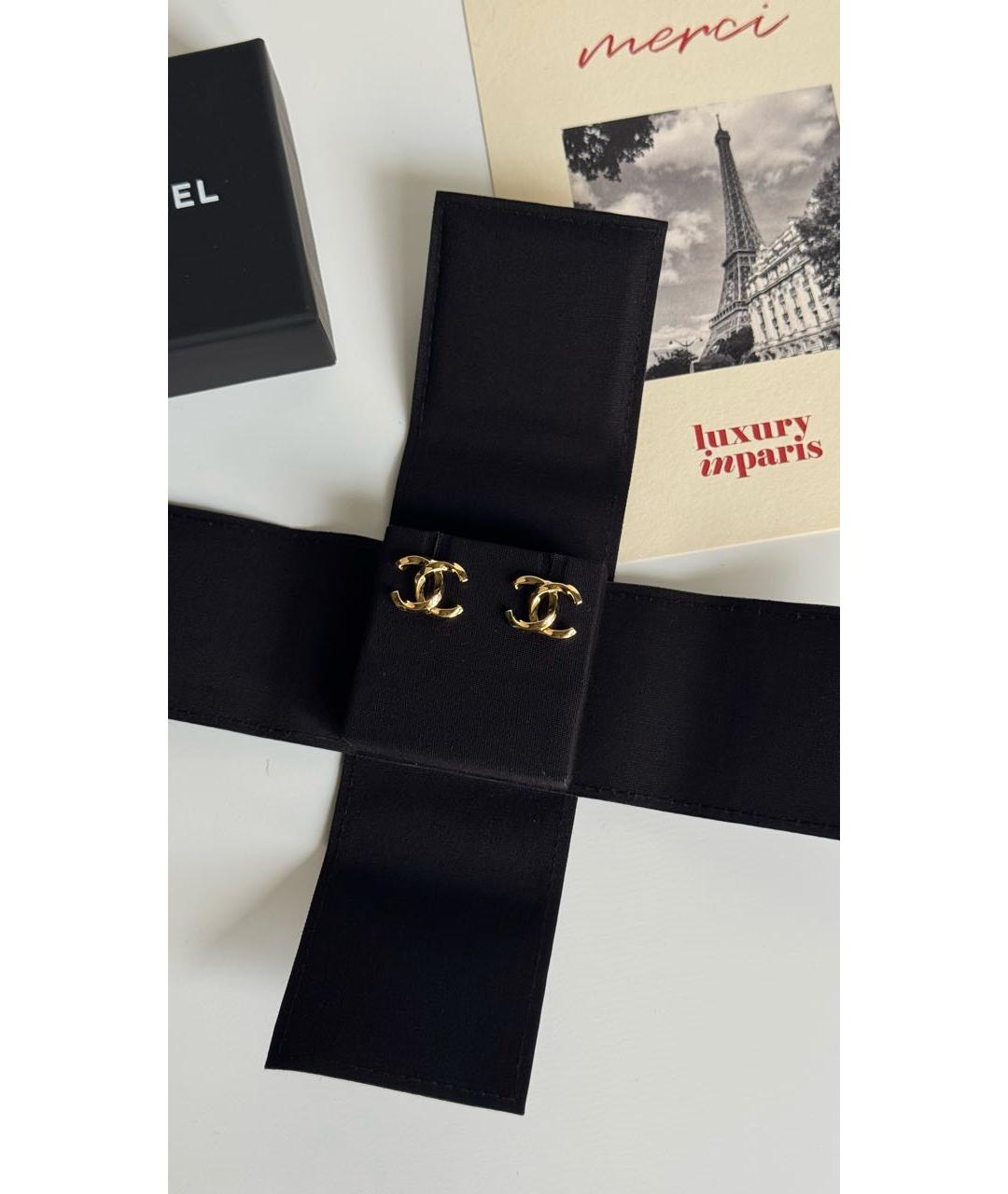 CHANEL Золотые латунные серьги, фото 3