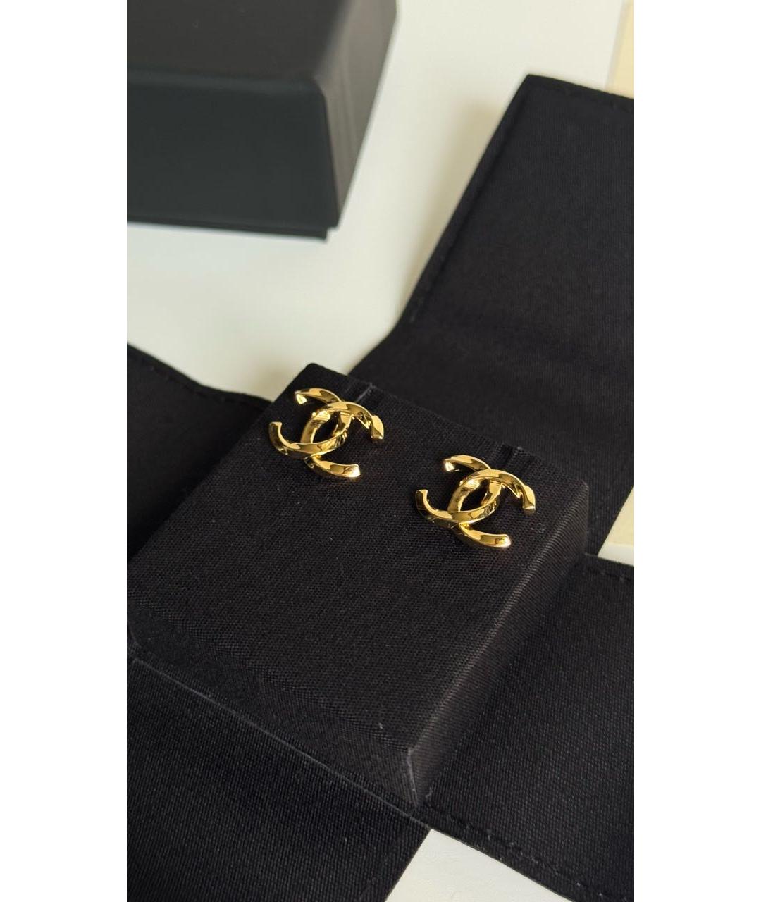 CHANEL Золотые латунные серьги, фото 2