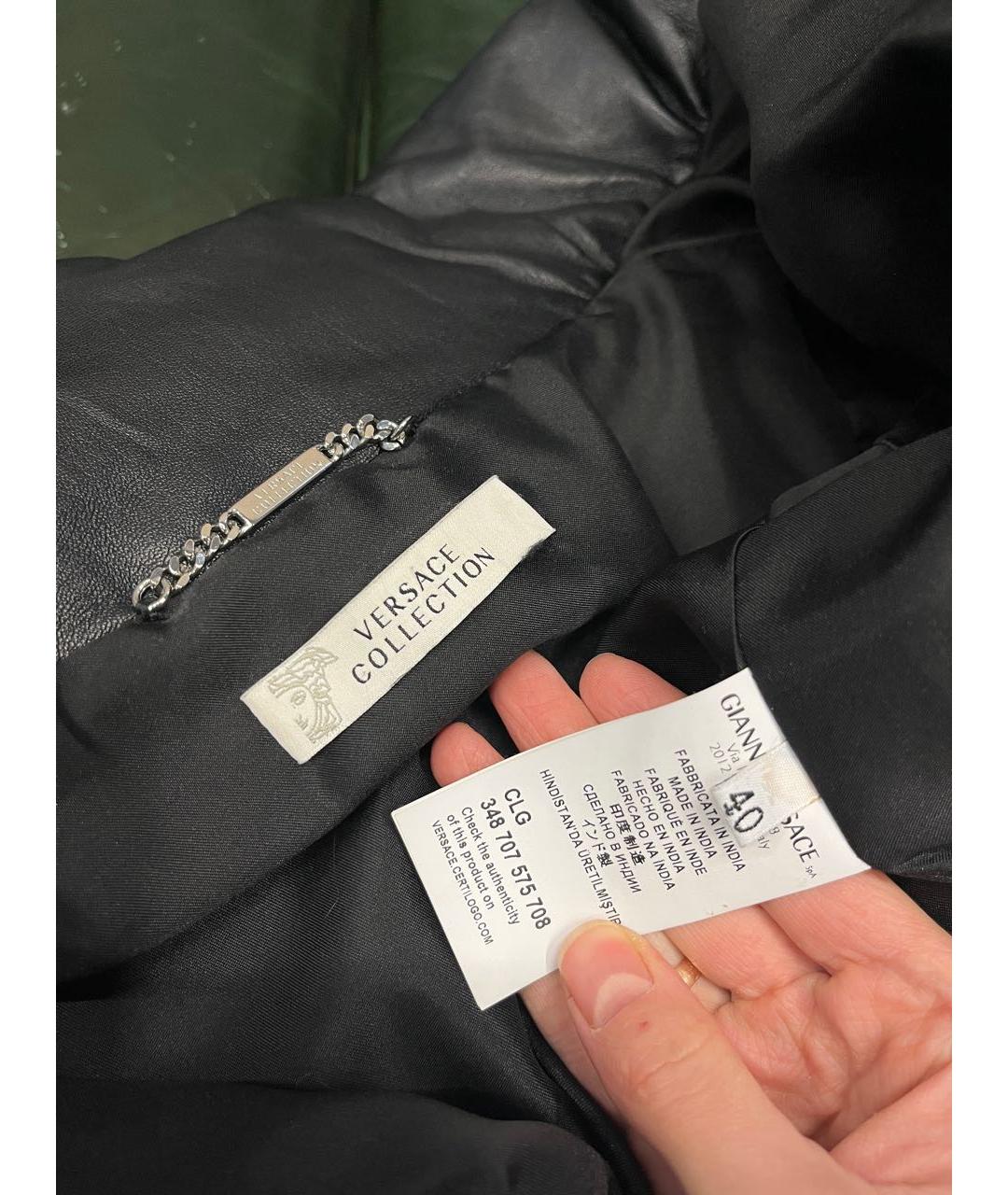 VERSACE Черная кожаная куртка, фото 4