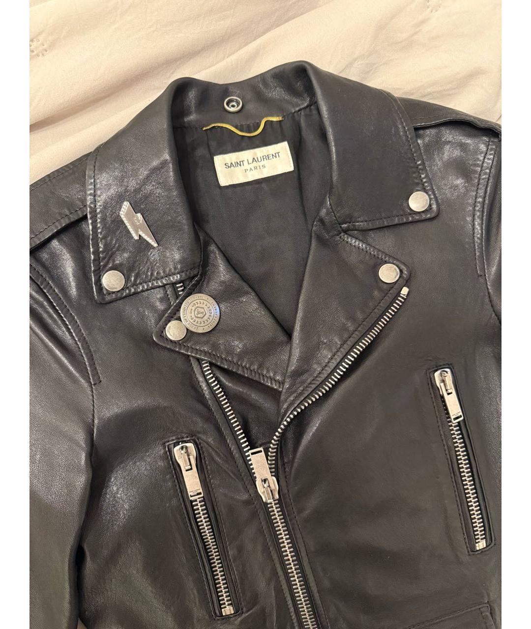 SAINT LAURENT Черная кожаная куртка, фото 3