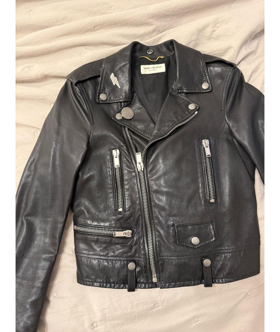 SAINT LAURENT Черная кожаная куртка, фото 4