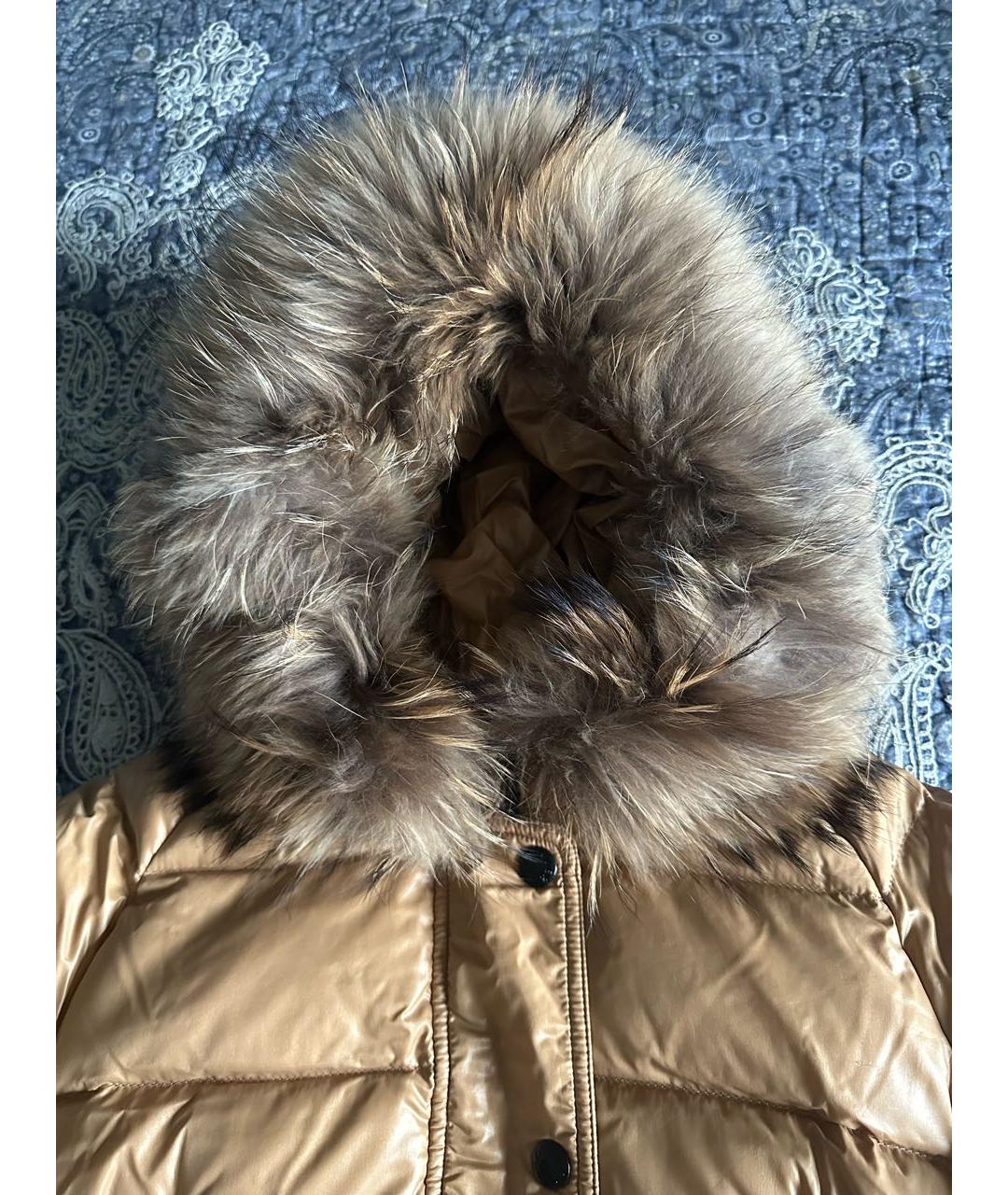 MONCLER Горчичный полиамидовый пуховик, фото 5