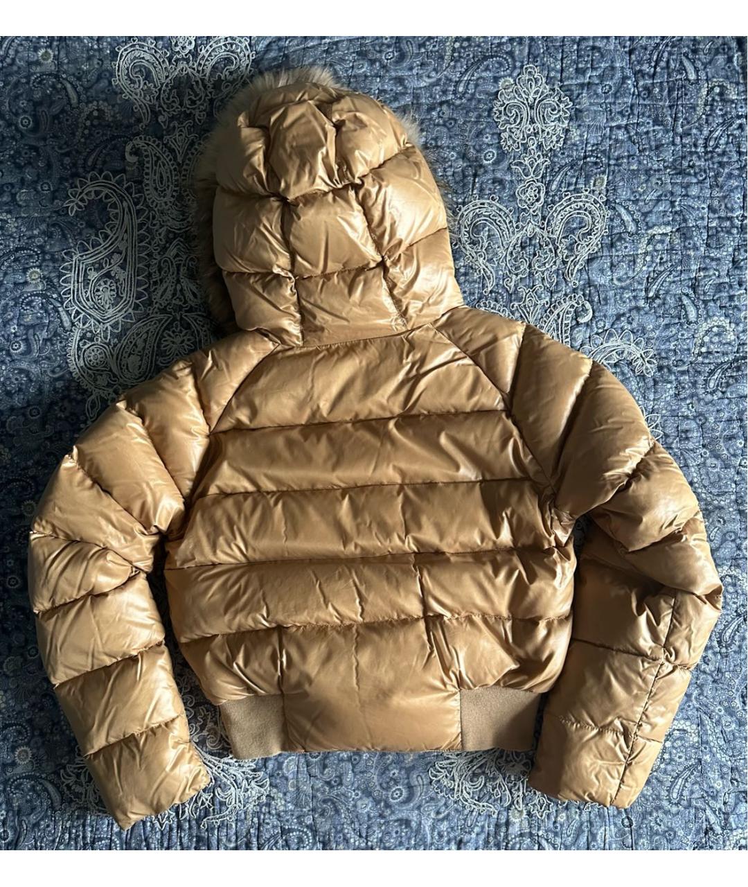 MONCLER Горчичный полиамидовый пуховик, фото 2