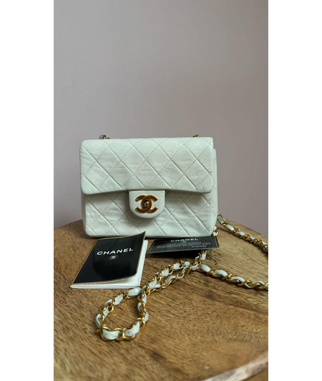 CHANEL Белая кожаная сумка через плечо, фото 9