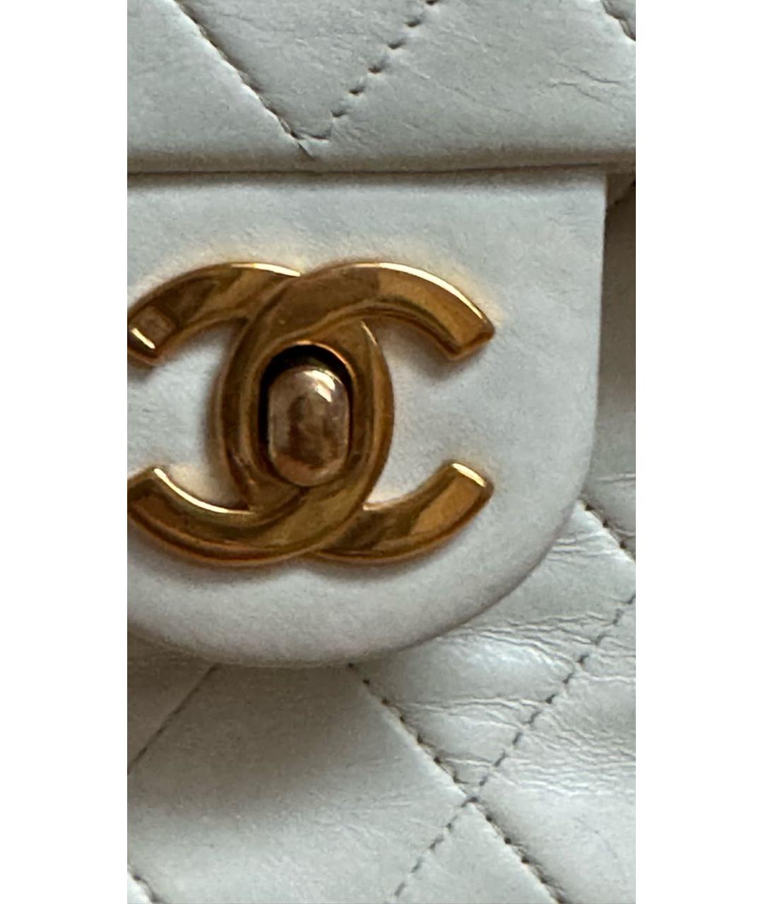 CHANEL Белая кожаная сумка через плечо, фото 5