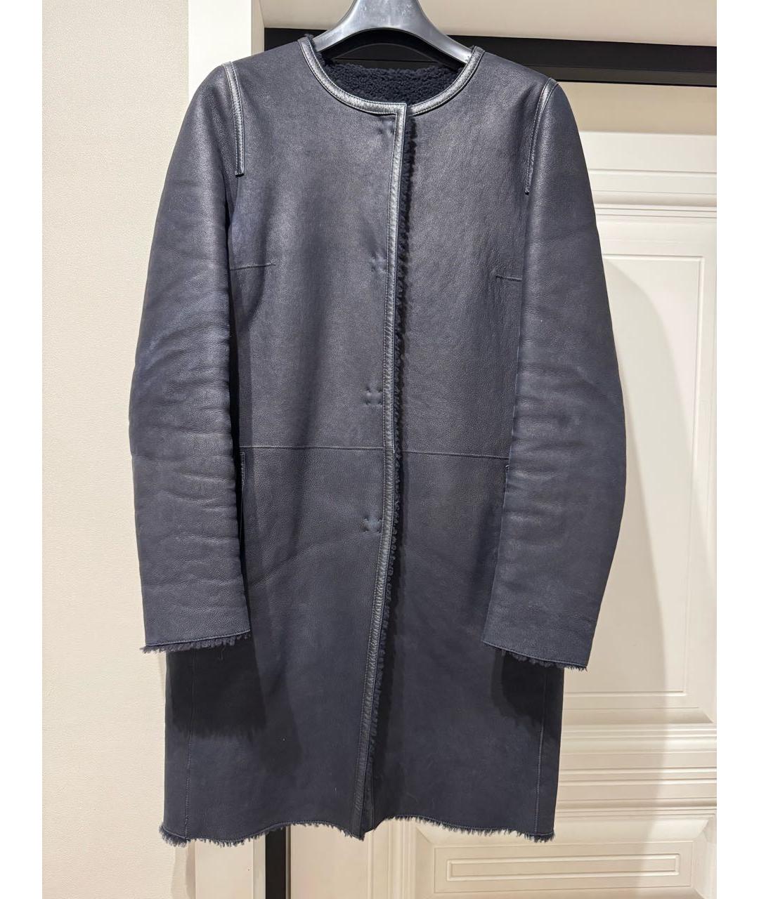 YVES SALOMON Темно-синяя кожаная дубленка, фото 7