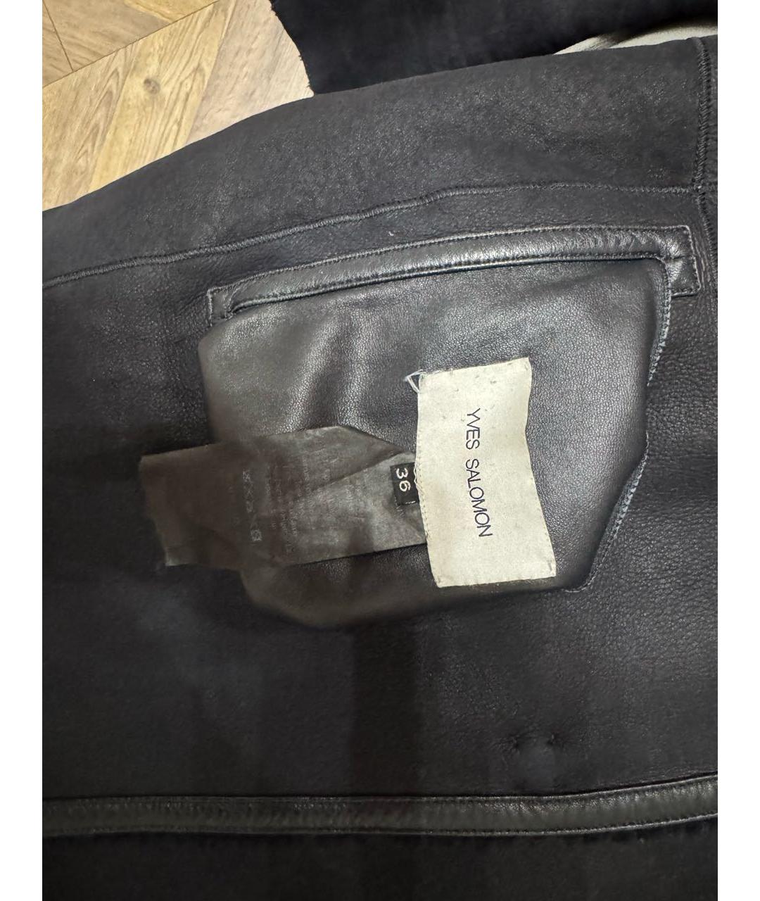 YVES SALOMON Темно-синяя кожаная дубленка, фото 3