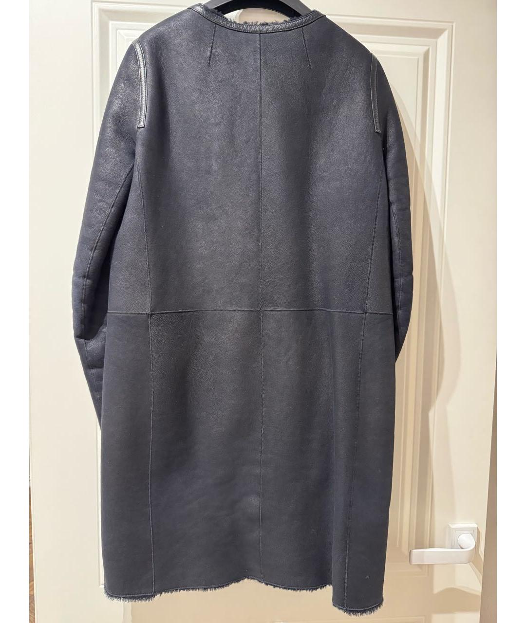 YVES SALOMON Темно-синяя кожаная дубленка, фото 2