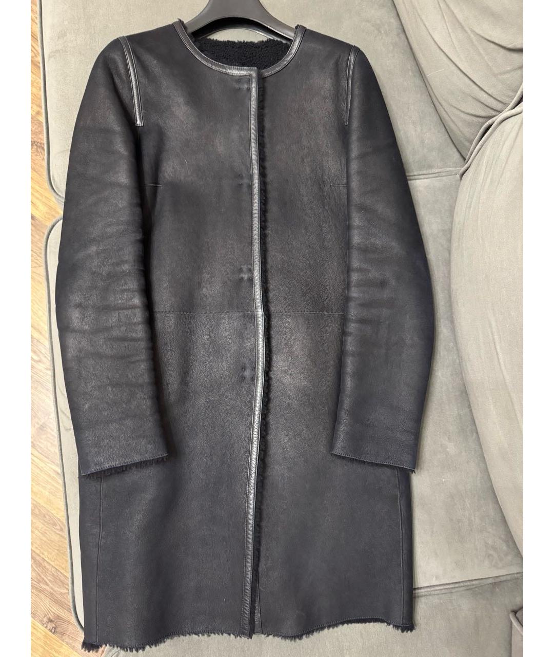 YVES SALOMON Темно-синяя кожаная дубленка, фото 4