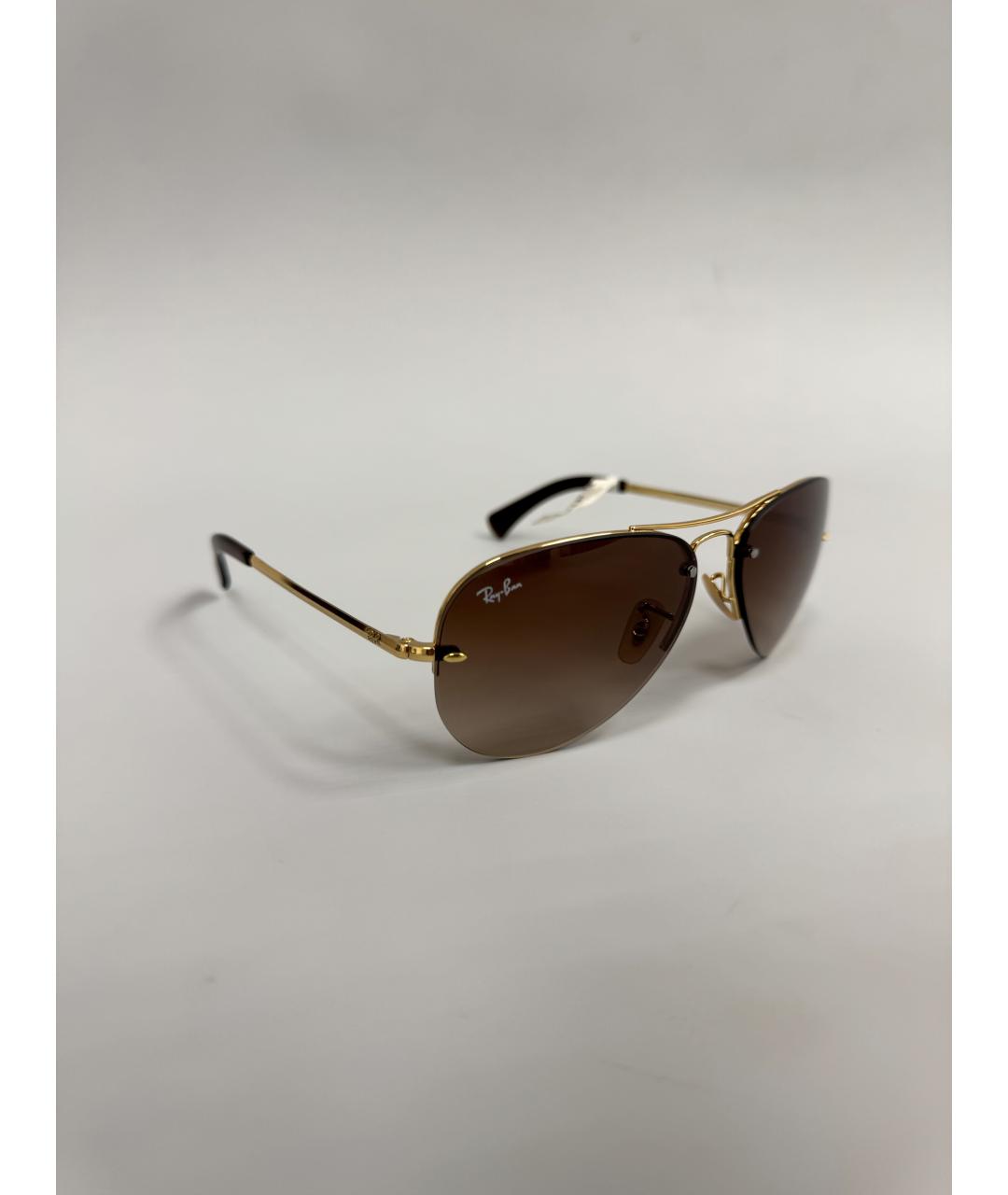 RAY BAN Коричневые металлические солнцезащитные очки, фото 3