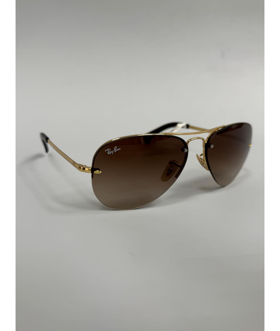 RAY BAN Коричневые металлические солнцезащитные очки, фото 2