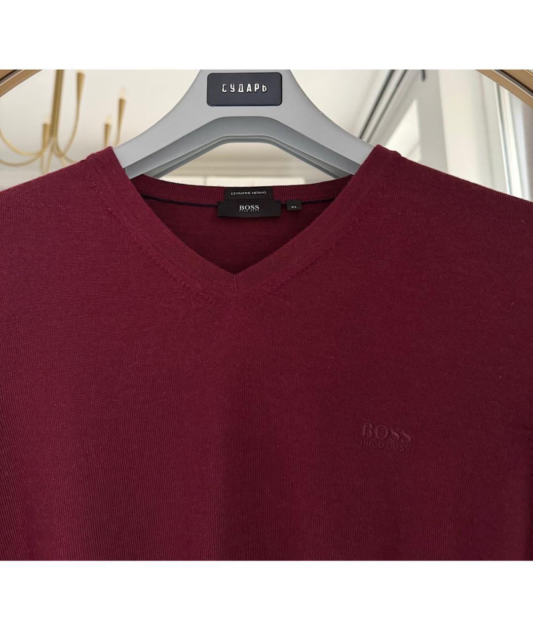 HUGO BOSS Бордовый шерстяной джемпер / свитер, фото 4
