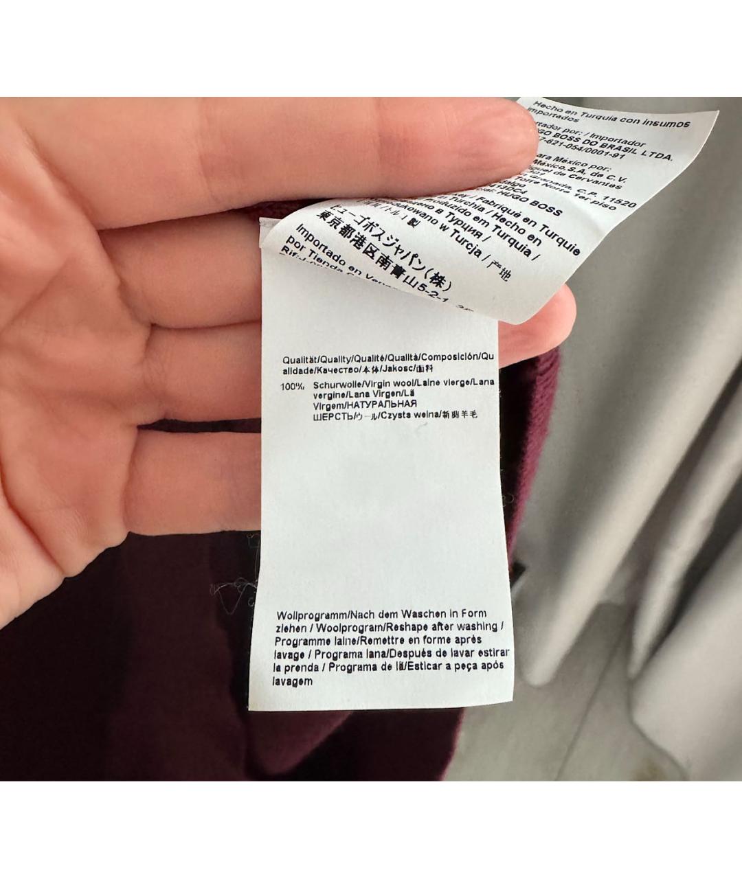 HUGO BOSS Бордовый шерстяной джемпер / свитер, фото 6