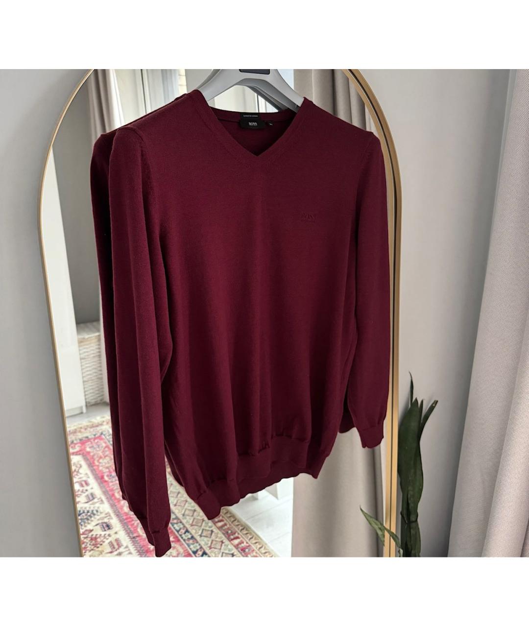 HUGO BOSS Бордовый шерстяной джемпер / свитер, фото 7
